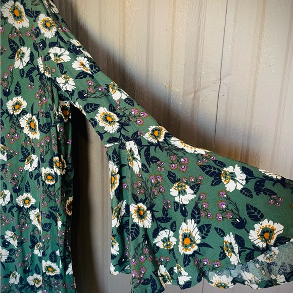 Free People Magic Mystery Tunic Dress Floral Bell Sleeve Boho Peasant sz S - Picture 10 of 16